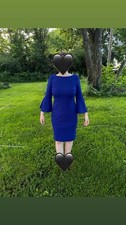 Calvin Klein Blue Boat Neck 3/4 Bell Sleeve Scuba Sheath Dress Zip Size 6