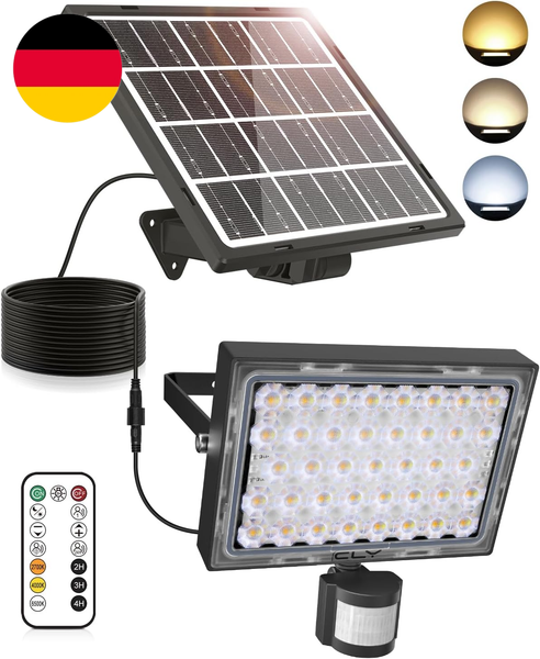 Cly Solarlampen FüR AußEn Mit Bewegungsmelder 30W, 2600LM Solarleuchten Mit Fern-image