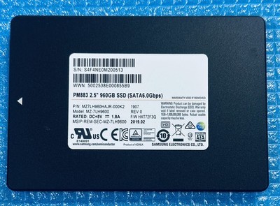 Samsung 960GB SSD Hard Drive 2.5 Sata 960GB Samsung PM883 MZ-7LH9600 100% Health