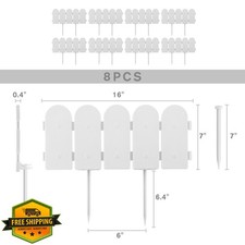 Evelyne White Wooden Garden Border Edging 8pcs 10ft Fence Kit