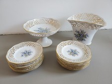 Schumann Arzberg 12 Teller Durchbruch Korbschale Fußschale Vergissmeinnicht