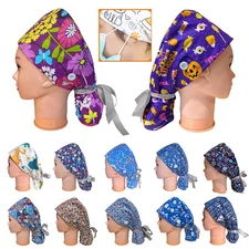 Surgical ScrubCap Doctor Nurse Cotton Bouffant Adjustable Head Cover Hat Unisex✔