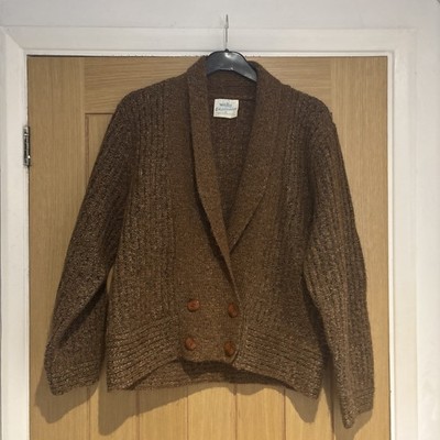 Ladies Wallis Vintage Brown shawl collar cardigan - double buttoned Traitors 