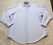 Polo Ralph Lauren Oxford Shirt Mens 17-34 Blue Yarmouth Long Sleeve Pony
