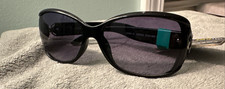 Foster Grant Maxblock Sunglasses SUBLIME Black Frame Purple Lens Silver Decor