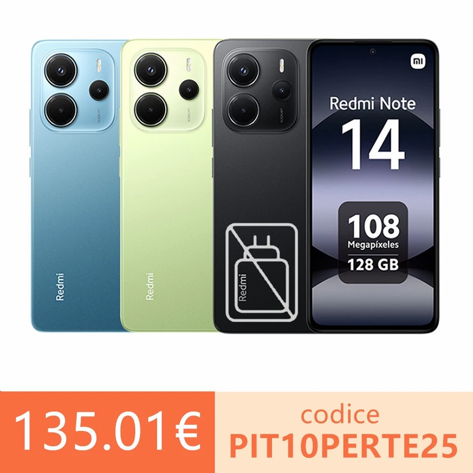 Xiaomi Redmi Note 14 4G Smartphone 6+128GB 108MP NFC 5500mAh 6.67" 33W Globale