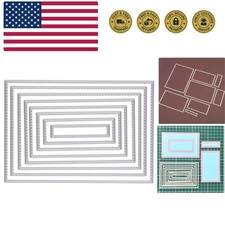8Pcs Rectangle Cutting Dies Stencil DIY Scrapbook Album Paper Card Embossing ...