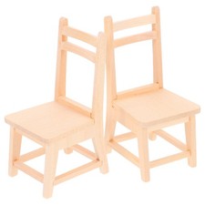 Mini Wooden Chair Models For Dollhouse 2 Pcs Decorative Accessories