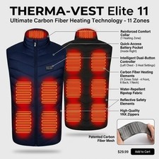 Heated Vest 11 Heating zones 1000mAH Battery Washable Fast Heating- Heated Vest