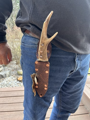 #ad Apache Style Fighting Knife Elk Antler Handle Custom Sheath Reproduction $99.00