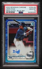 2020 Bowman Chrome Prospects Blue Refractor Jhon Diaz PSA 10 GEM MT Auto 4f5