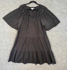 Topshop Dress Womens 10 Black Midi Tiered Balloon Sleeve CottageCore Whimsy Goth