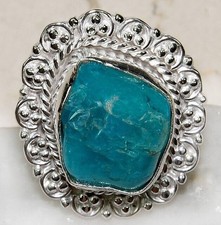 Natural Rough Aquamarine 925 Solid Sterling Silver Ring Sz 9 B19-8