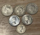 Canadian Coins Quarters Nickels Dime Silver Lot Of 6 1943 - 1962