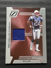 2005  DONRUSS  ZENITH  TY  LAW  NEW  ENGLAND  PATRIOTS  BLUE  JERSEY  HOF
