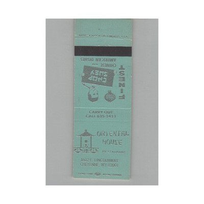 Matchbook Cover Oriental House Chinese Restaurant Cheyenne WY #2