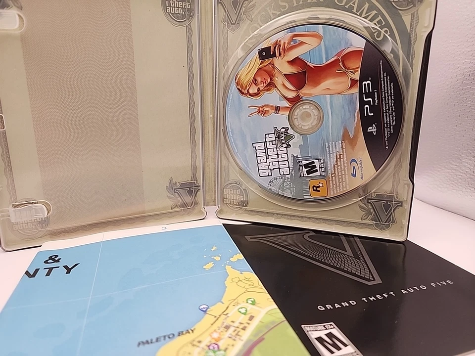 PS3 Grand Theft Auto 5 Steel Book Playstation 3 Special Edition GTA V CIB W/Map - Image 3 of 4