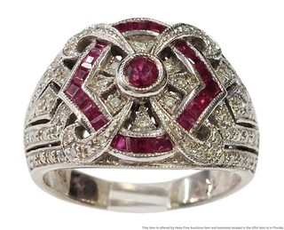 Spectacular LeVian Natural Ruby Diamond 14k White Gold Signed Numbered Ring