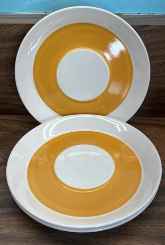 2 Mikasa Duplex Orange Saucers Vintage Ben Seibel Dishes Retro D3200