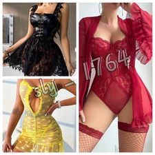 Sexy Lace Babydoll Nighty & Thong Lingerie Set Sleepwear Underwear Dress S-XL US