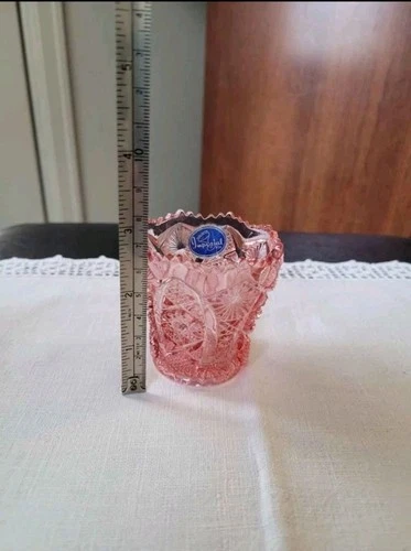 Vintage Imperial Glass Octagon Pink Carnival Glass Toothpick Holder