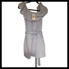 NWT Michael Kors Off Shoulder Striped Ruffle Dress Crew Blue P/M MSRP $140