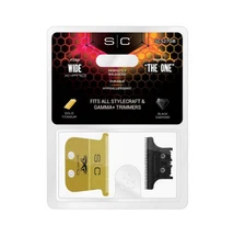 StyleCraft S|C Fixed Gold Titanium X-Pro Wide Hair Trimmer Blade with Black Diam