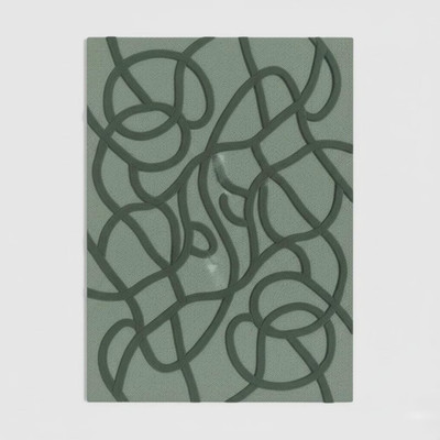 Hand Tufted Wool Rug | Abstract Green Line Design, Custom Size rug living room