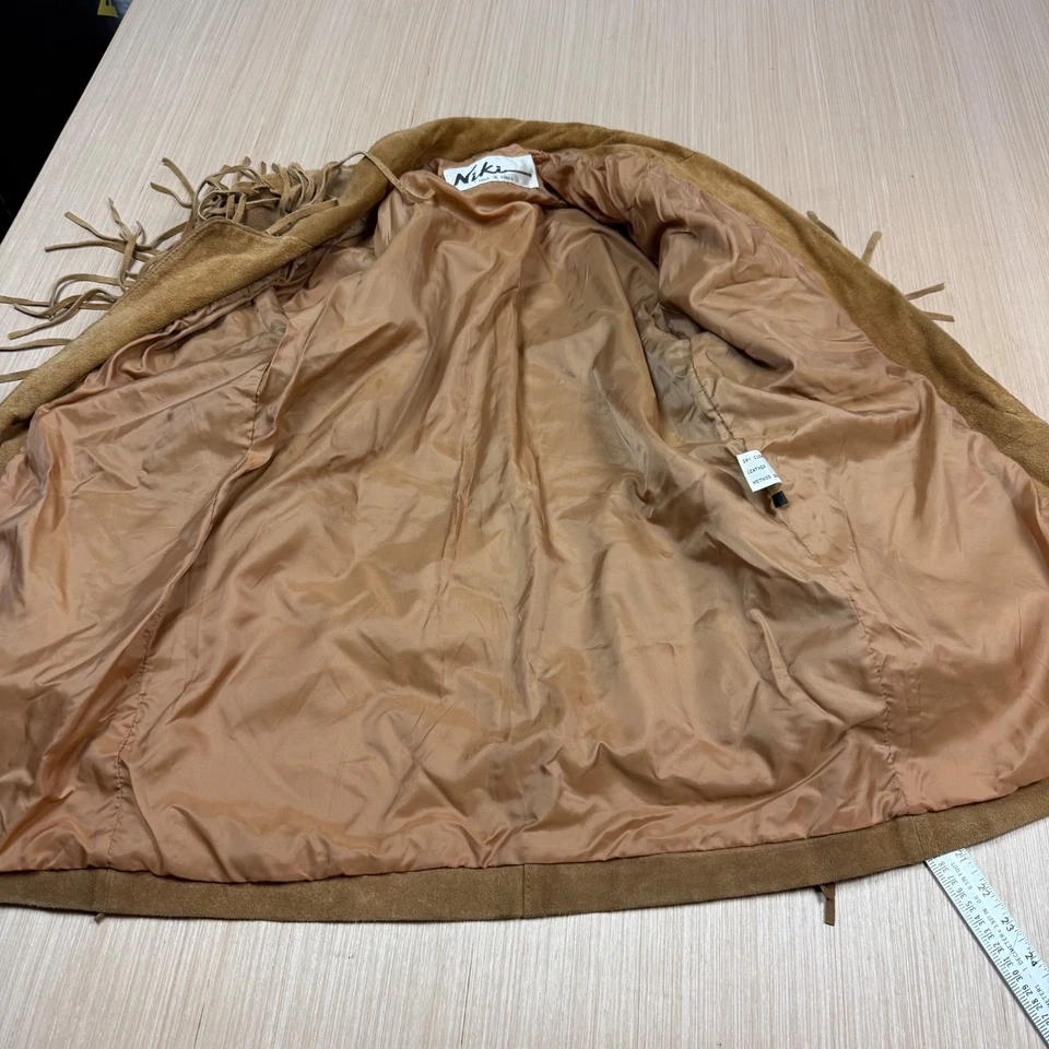 Chaqueta vintage de gamuza con flecos para mujer abrigo mediano Western Wear años 70 80 boho Foto 2 de 4