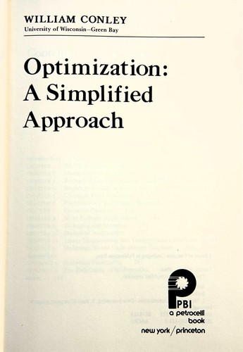 Optimization : A Simplified Approach by William Conley (1981, Hardcover) DJ - Picture 2 of 5