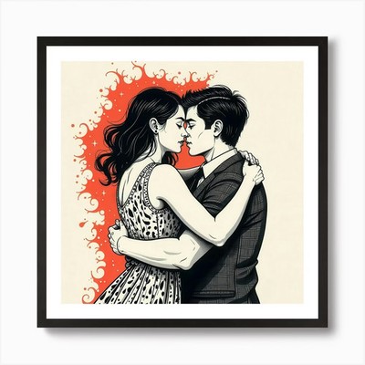 Küssendes Paar Kunstdruck gerahmt Wandbild Poster Leinwanddruck Bild