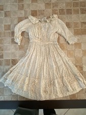 Antique Child Dress Victorian Edwardian Sheer Cotton Ruffle Lace Floral