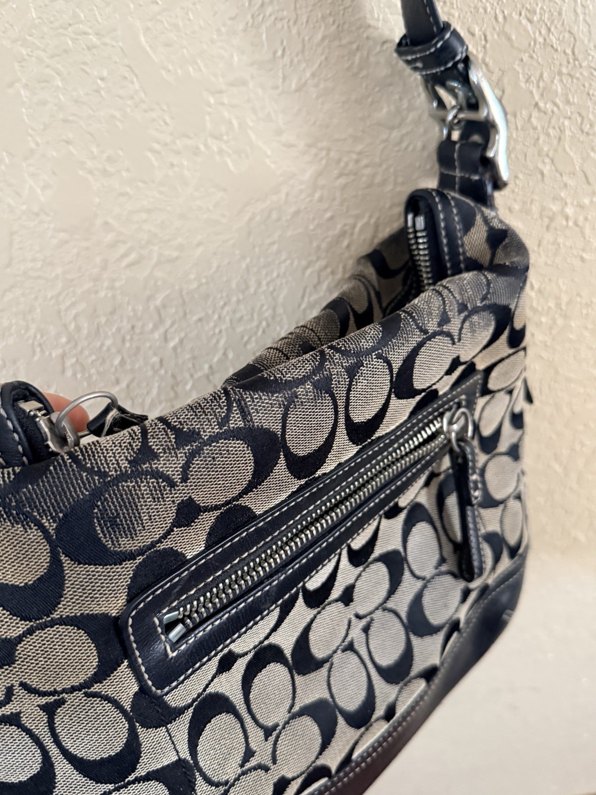 Vintage Coach Signature Y2K Shoulder Bag Purse Black … - Gem