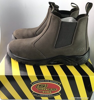 Skechers Work Men's Tapter Steel Toe Chelsea Work Boot Brown Oiled Suede Sz 13