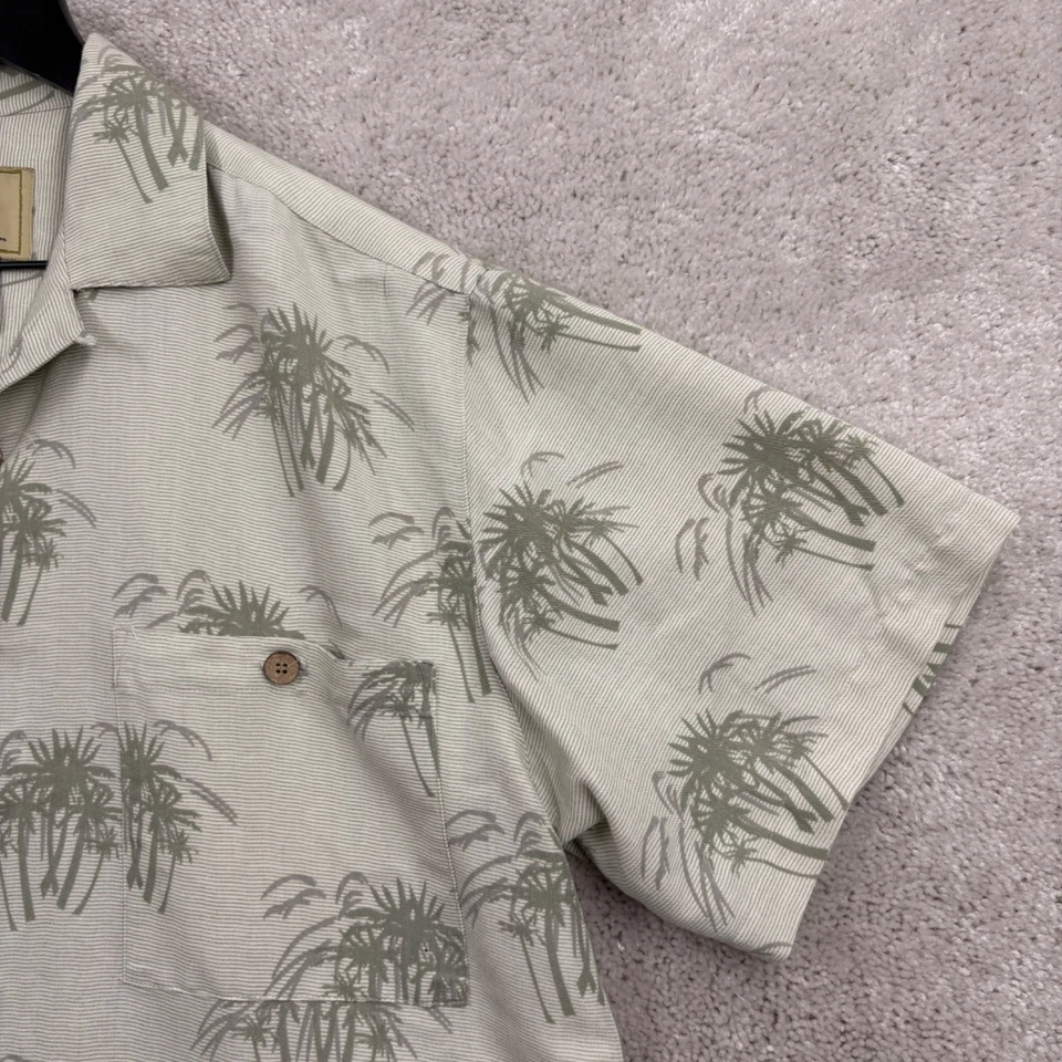 Joe Marlin Hawaiian Shirt Mens Size Large Green Short Sleeve Button Up Palm Tree - Image 4 of 4