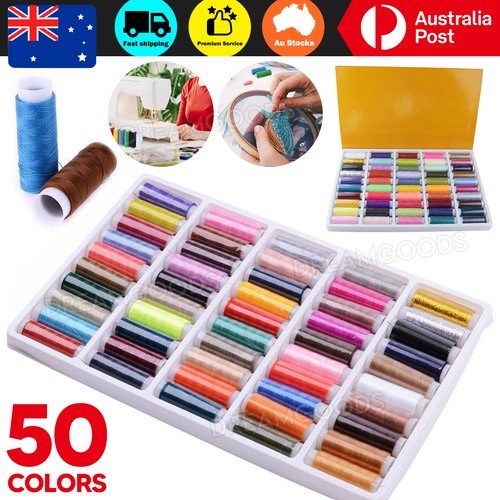 50 Colors Roll Polyester Sewing Thread Box Kit Set For Home DIY Sewing ...