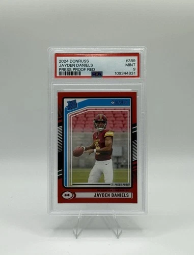 Jayden Daniels 2024 Panini Donruss 389 Press Proof Red Rookie RC PSA 9