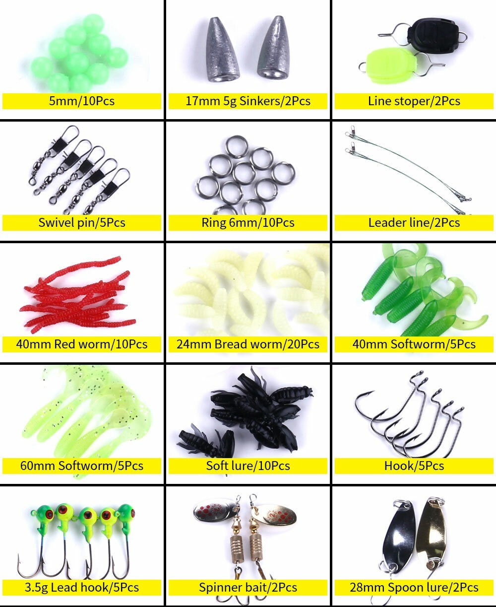 110PCS Fishing Accessories Kit Lures Gear Bass Bait Hooks Tackle Box Set New - Image 5