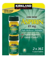 New 2-Pack Kirkland Low Dose Aspirin 81mg - 730 Tablets Total (EXP-11/2027)