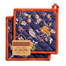 Pot Holders Set 100% Cotton Heat Resistant Potholders 8" x 8" Hot Pads with L...