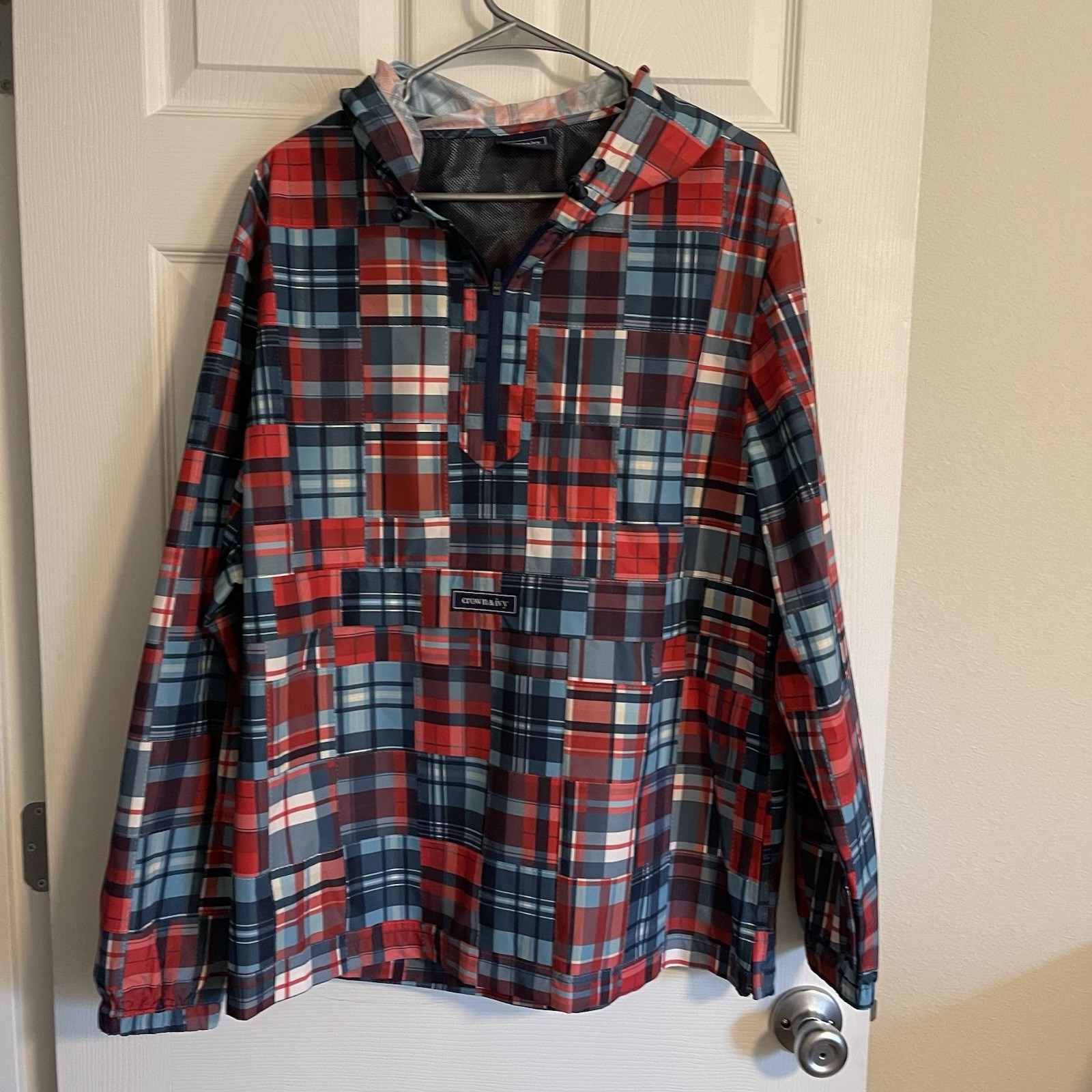 Crown & Ivy Patchwork Plaid Patch Print Anorak Wi… - image 1