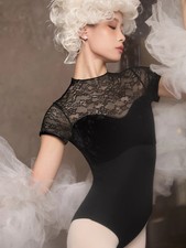 Lace Ballet for Women Short Sleeve Dance Leotard Outfits Adult Gymnastic