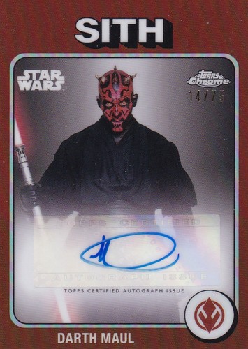 2025  TOPPS CHROME STAR WARS  DARTH MAUL  1975 TRIBUTE  AUTO  CARD SITH - 14/75