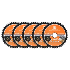 HSS Circular Saw Blade 3 3/8Inch -  5Pcs 44T 3/5"-3/8" Bore Cutting Discs for Cu
