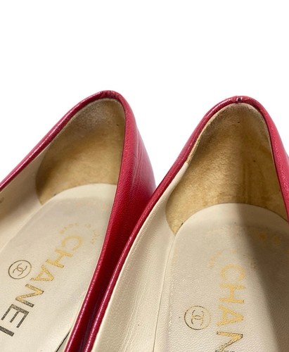 CHANEL decolte donna pelle rossa logo CC sul tacco tg 36,5 - Foto 7 di 13