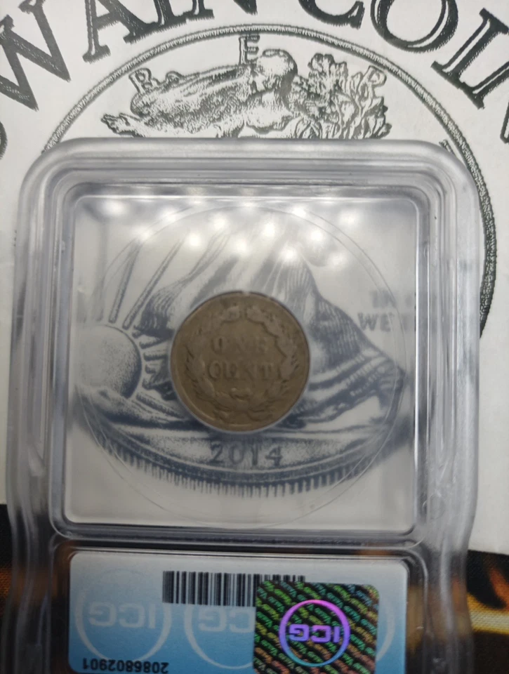 1870 Indian Cent 1c ICG G6 Details Environmental Damage ES103 - Image 3 of 3