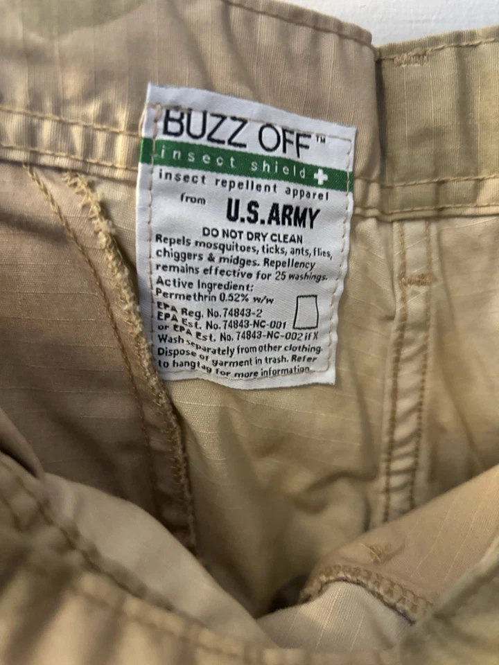 NWT US Army Military Camo Pants Trousers Buzz Off Insect Shield BDU Large Short - Image 3 of 4