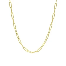 VFK 18K Gold Plated 4Mm Sterling Silver Paperclip Chain – Modern Unisex Necklace