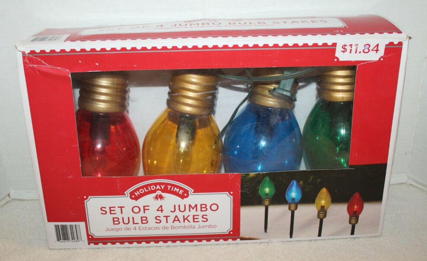 Holiday Time Set Of 4 Jumbo Bulb Outdoor Pathway Lawn Decorations 9