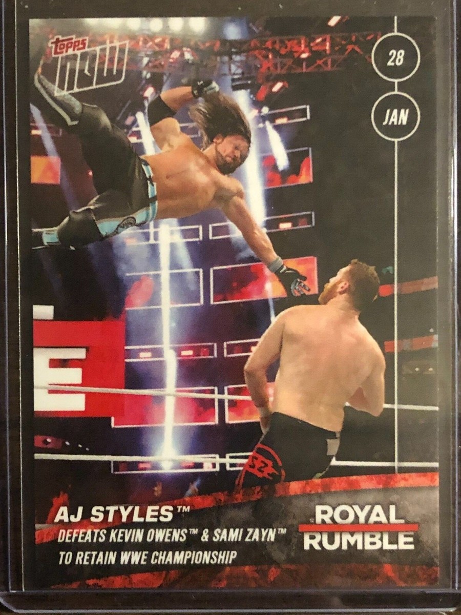 2018 Topps Now WWE #1 AJ Styles Sami Zayn Royal Rumble
